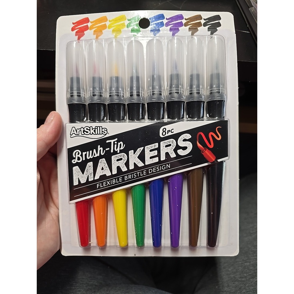 Brush Tip Markers Flexible Paint Brush Markers 8 pcs by ArtSkills SEALED NEW